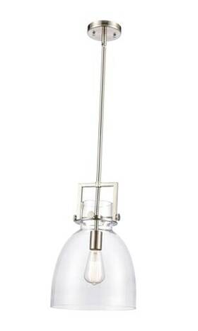 Innovations Lighting 745684975656 Newton Bell - 1 Light Stem Hung Pendant Finish 10 Inch Satin Nickel