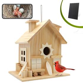Intoo Lifes 755502791542 Bird House With Camera Solar - Birdhouse For Outside Hanging Wooden ʍ