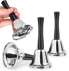 Joyberg 799793610113 4 Pack Hand Bell Silver Steel Ringing With Handle Dinner Bells F