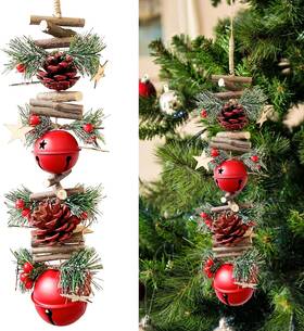 Ld-a1 Jremreo 23.6 Inches Christmas Pinecone And Bell Hanging Garland Decoration Red