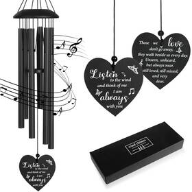 Jj1023 Justforjoyful Memorial Wind Chimes For Outside With Bronze Heart - Sympathy Gifts Loss