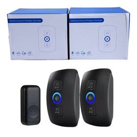 523875429 Kerui Waterproof Door Chime Kit Black 2 Receivers 1 Button 60 Melodies 5 Volumes