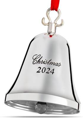 830177 Klikel 11th Annual Silver Christmas Bell Ornament 2024 - Real For