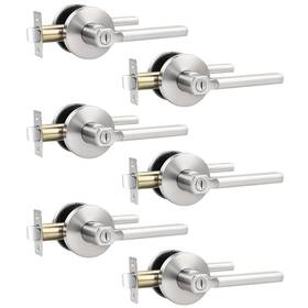 Dl38337snbk6p Knobelite Satin Nickel Interior Door Handle With Lock Brush Privacy Do