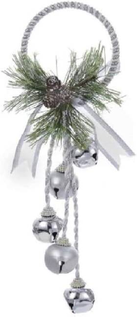 J3635 Kurt S. Adler Silver And White Metal Bell With Pinecone Door Hanger 13