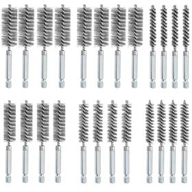 Brush01 Lainballow 24pcs Stainless Steel Bore Brush Twisted Wire Cleaning Drill Bru