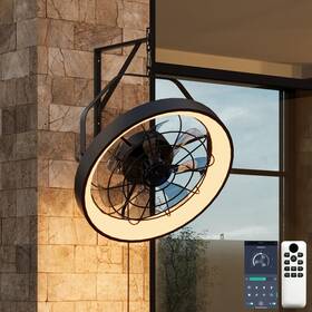 3cct Lanxithen 634052722018 20 Inch Wall Mount Fan With Light Plug In - Dimmable Led 6-speed Smart R