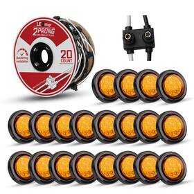 Lv-20-2in-9led-y Ledvillage 20-2p-m-roll 20 Pcs 2 Inch Round Amber Led With Reflectors Harness Roll Set Easy Install
