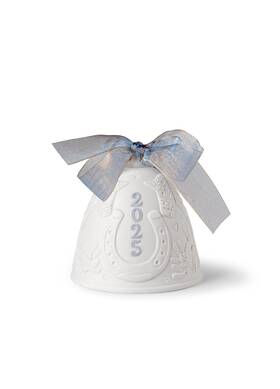 Lladr 737859184840 Blue 2025 Christmas Bell. Decorative Ornament In Matte Porcelain