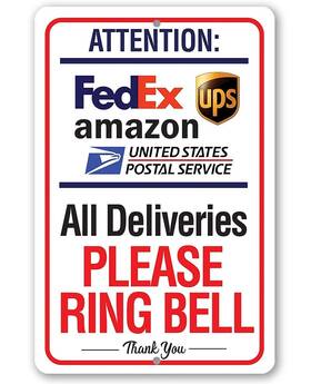 Ms011921 Lone Star Art Deliveries Please Ring Doorbell Sign For Package And Box 8 Inch X 12 Bell