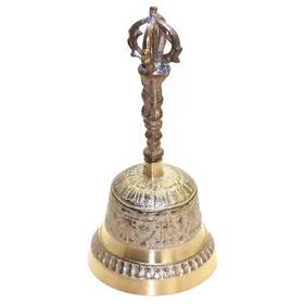 T5000169 Long Tao Hand Bell 6.8 Inch High Brass Antique Handbell Vintage Style Loud Solid