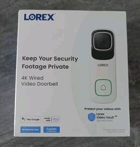 Lorex 695529053653 4k 32gb Wired Smart Video Doorbell Camera With No Subscription Fee - Night Vision
