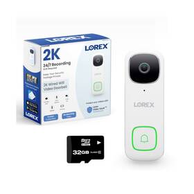 Lorex 695529058832 2k Wired Wifi Smart Video Doorbell Camera With No Subscription Fee -