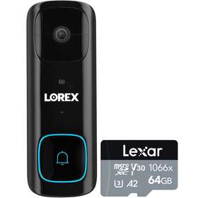 B463ajdb-e Lorex 2k Battery Video Doorbell Black With Lexar 64gb Memory Card