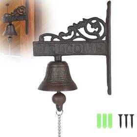 Tuh1377-1 Lzluckcome Cast Iron Doorbell Rustic Vintage Metal Dinner Bell Outdoor Hanging Black-b
