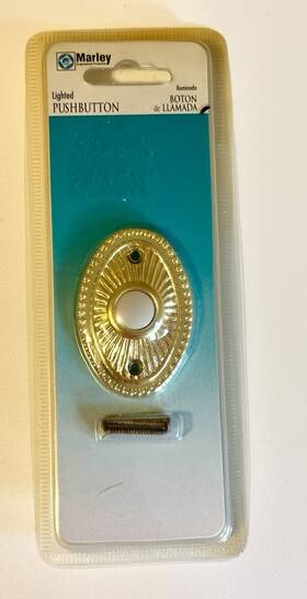 C8088r Marley Lighted Door Bell Push Button Ornate Brass Oval New