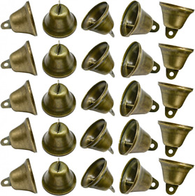 Maydahui 90pcs Bronze Jingle Bells Brass Color Vintage Small Craft