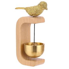 Wmx0303 Milnnie Magnetic Brass Bell For Door Opening Beech Wood Prosperity Bird Chime
