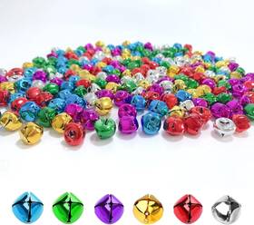 4042-2 Moodkey 100pcs Jingle Bells Colorful Metal Craft Bulk Diy For Christmas