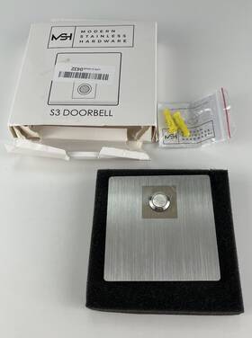 X3.54 Msh Modern Stainless Hardware 854848008021 Model S3 Doorbell Button 304 Steel 3.54 Inch X5/32 Wall Mount Plate