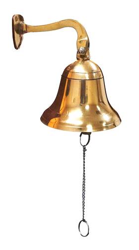 1843-vc Nautical Specials Br Wall Hanging Rope Polished Dinner Tip Indoor/outdoor Bell