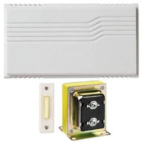 Newhouse Hardware 726843020585 Two Note Wired Door Bell Chime Kit With Transformer And Surface Mount Lighted Push