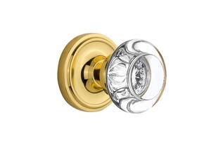 716847 Nostalgic Warehouse Classic Rosette Round Clear Crystal Door Knob Single Dummy