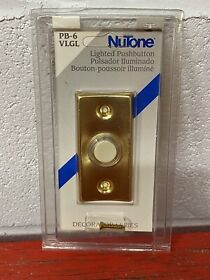 Pb6-vlgl Nutone Lighted Pushbutton Doorbell Pb-6 Vlgl Gold Tone Solid Brass Vintage Round
