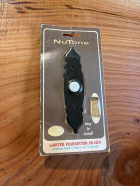 Pb-16l Nutone 1970s Vintage Lighted Pushbutton Door Bell Black Finish New Nib