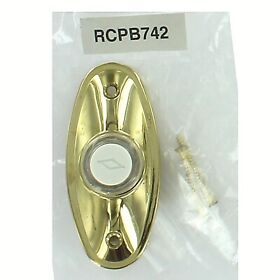 Rcpb742 Nutone Lighted Oval Shaped Polish-brass Pushbutton Door Bell