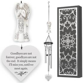 Obsi 618149157396 Memorial Wind Chimes With Celtic Angel And Heart - Goodbyes Are Not Forever S