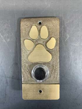 D28b Paul Strauch Studio D28d Bronze Doorbell Paw Print Dog Cat Oil Rubbed Light Up