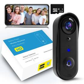Pekniu 758073841067 Doorbell Camera Wireless With Chime No Monthly Fee 32gb Memory Card 2-w