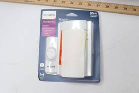 Philips 030878499095 Wireless Doorbell Kit Plug-in Reciever 1 Push Button 8 Melodies White