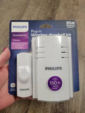 Des2120w Philips Des2120w/27 Home Alerts Battery Operated Wireless Doorbell Kit 8 Unique Sounds 85db