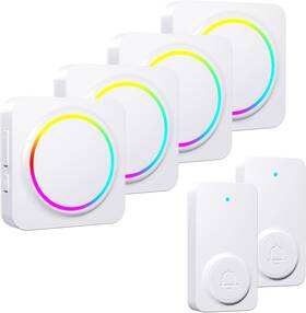 Y5374f152-2t4-us-w Physen Wireless Doorbell - Door Bell Chimes 2 Transmitters 4 Receiv