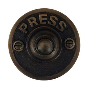 Sem-4506 Press Push Button Door Bell In Highlighted Bronze Over Solid Brass Antique Style