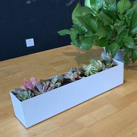 Psoirgcnh 797427385246 Modern 16 Inch White Steel Trough Planter - Suitable For Indoor Use 1pc
