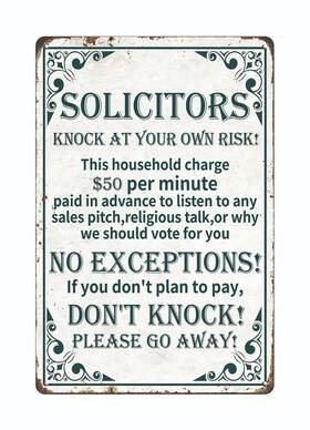 Quxya0706h6 Quxya Funny No Soliciting Sign For House Don T Knock Solicitors At Yo