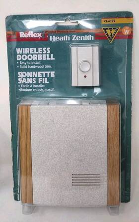 03610 Reflex New Heath Zenith Wireless Ding Dong Battery Door Chime Wood Trim