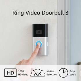 B0849j7w5x Ring Video Doorbell 3 Wifi Motion Security Cam Wireless Battery Satin Nickel