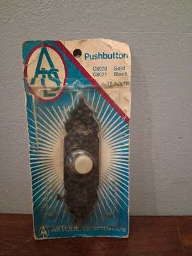 C8071 Rittenhouse Vintage Artolier By Wired Hammered Push Button Doorbell Black