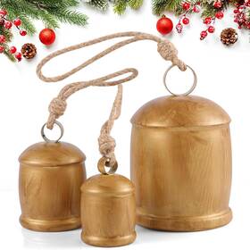 Rcb2023 Rowfad 3 Pcs Giant Cow Bells Vintage Christmas Decorative Winter Big Rustic