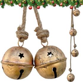 Rw-g2024 Rw Replica Warehouse Christmas Sleigh Bells Hanging Vintage Cowbell Brass Gold Rustic