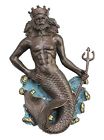 Sa988 Nautical Tropical Imports Brass Neptune Mermaid Door Knocker Mythical Decor
