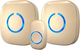 Sadotech 705353977954 Wireless Doorbell Kit Long Range 2 Chime Units 50 Melodies Led Home Beige