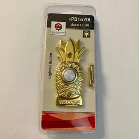 Pb1670l Safeguard Wired Doorbell Button Pineapple Welcome Brass Finish Lighted