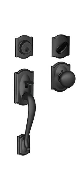 F60cam622ply Schlage Lock 043156331864 Handle Extr Camelot Matte Blk