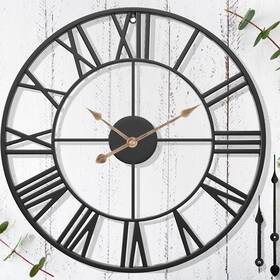 Seesure 768825896528 Retro Outdoor Clocks For Patio Farmhouse Black Metal Wall Clock