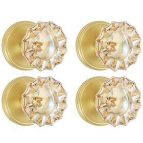 Shiny Handles 658359053941 4 Pack Satin Brass Dummy Door Knob Set Champagne Glass Crystal Gold Knobs
